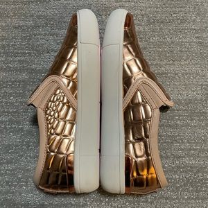 NEVER WORN Ted Baker Rose Gold Metallic Slip On Sneakers